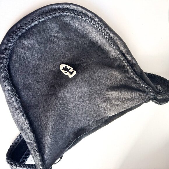 Vintage Black Leather Whipstitch Detail Slouchy Hobo Bag - Picture 11 of 12